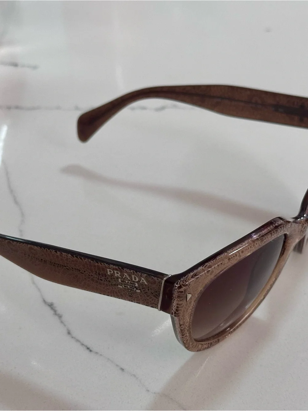 Prada Brown Patterned Cat-Eye Sunglasses